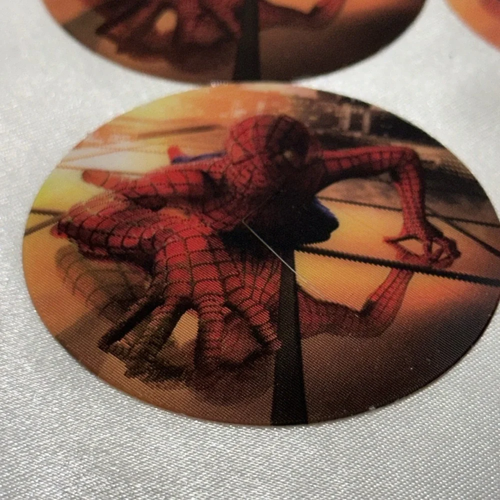 Spider-Man Holographic Disc Vintage Set of 4 Party 2002 Movie Memorabilia Sony